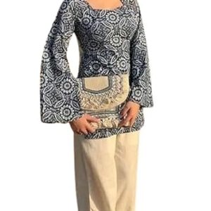 LAKHDATAR FASHION Womens Rayon Full Sleeve Square Neck Printed Short Kurti Stylish Ethnic & Casual Wear Top for Office, College & Daily Use